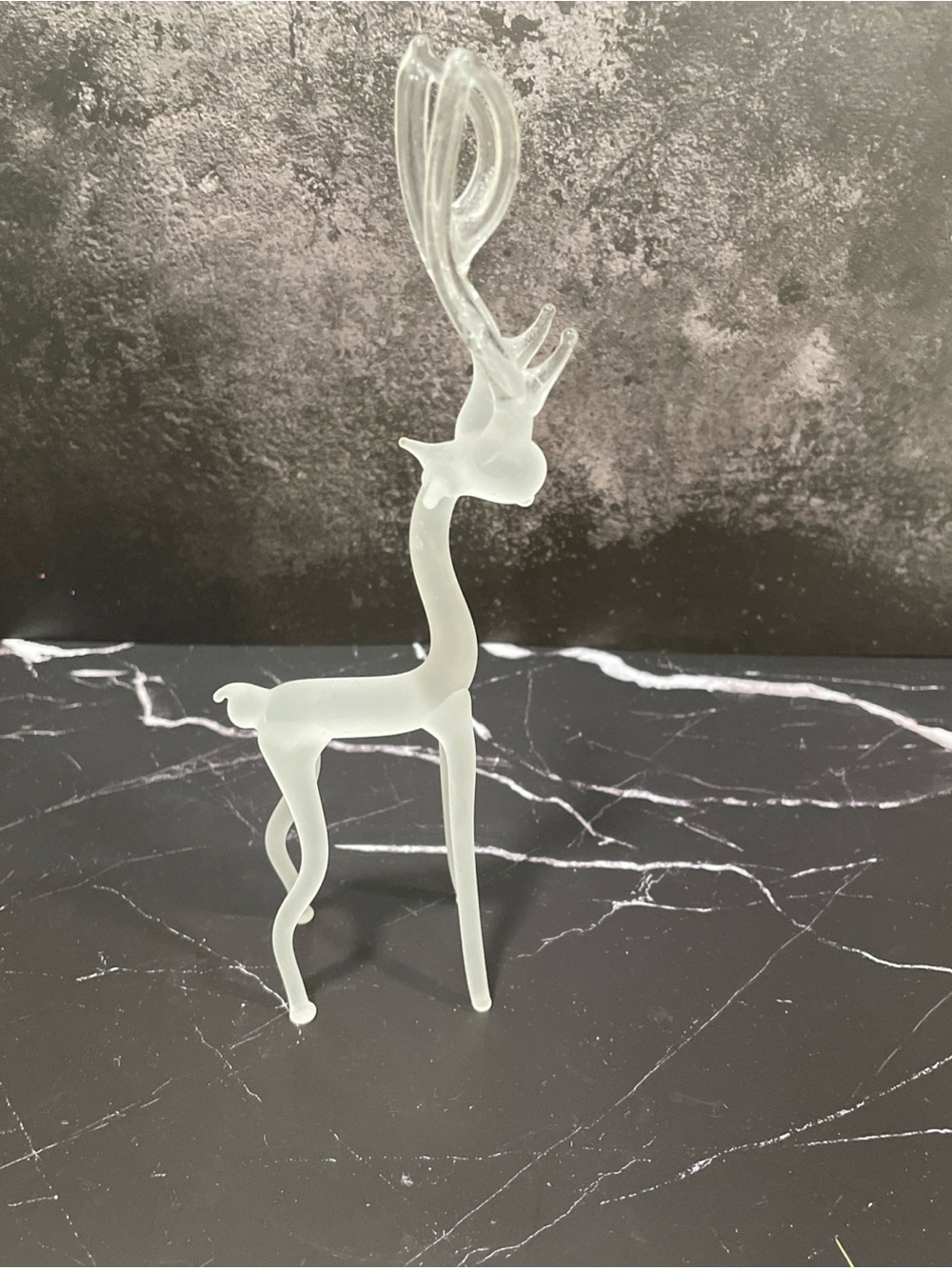 Vtg Silvestri Frosted Glass Reindeer Figurine Clear Antlers Christmas Ornament